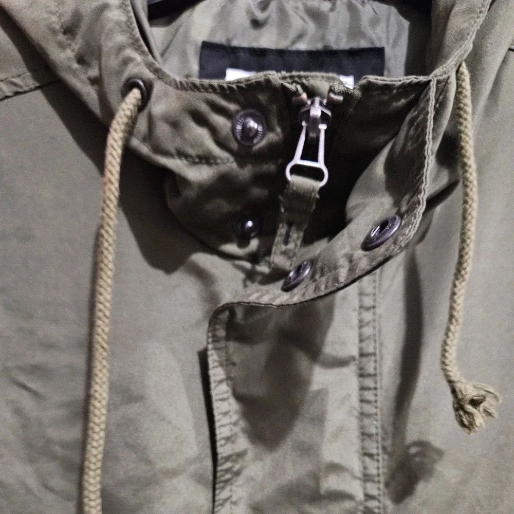 Old Navy Mens Anorak Bold Field Jacket Olive Green Hooded 826944-01 Size Medium